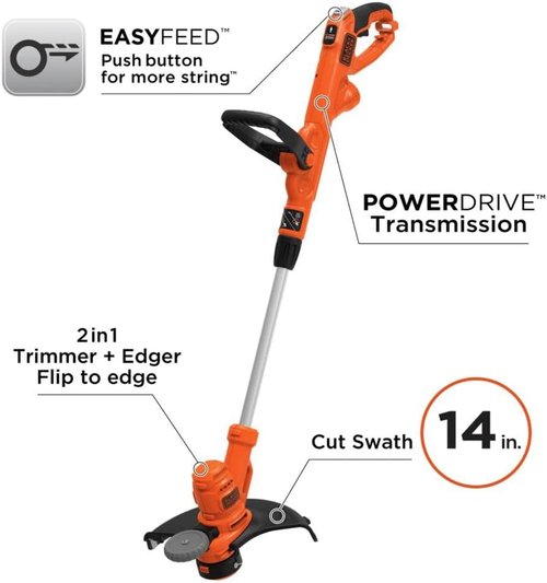 BLACK+DECKER Electric String Trimmer - 14-Inch Cutting Width for Efficient Lawn Care