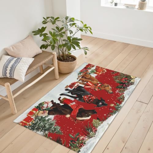 Kwlegh Christmas Dog Area Rug 24x35 Inch Washable Holiday Rug with Non-Slip Backing