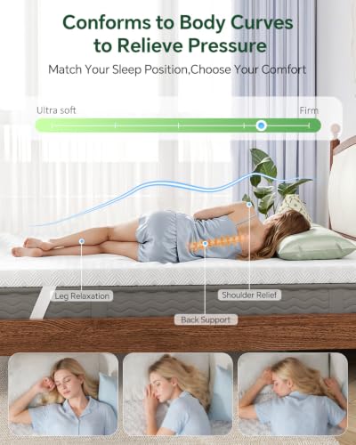Queen Size Memory Foam Mattress Topper 3in White Gel Support Pressure Relief