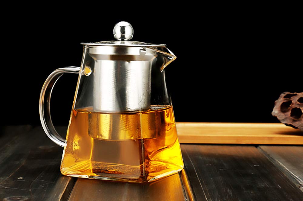 with Infuser Clear Glass Teapot,Tea Pot with Tea Strainers,Borosilicate Glass Teapot with Infusers for Loose TeaHeat Resistant Loose Leaf Teapot,Stovetop Dishwasher Safe (750ML/25OZ)