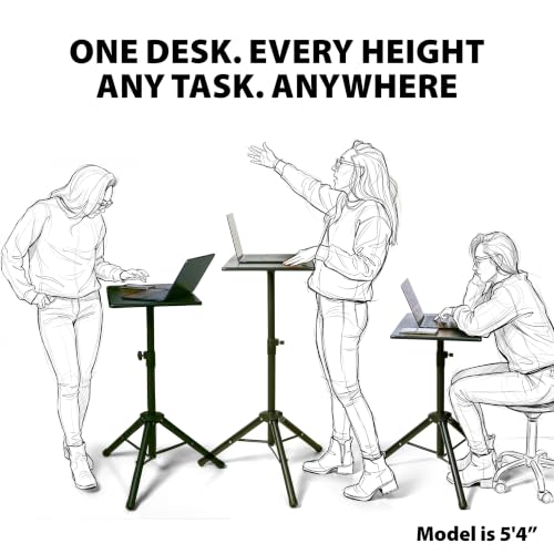 Portable Adjustable Laptop Desk Stand with Tripod Base - Height 30.5 to 45 Inches