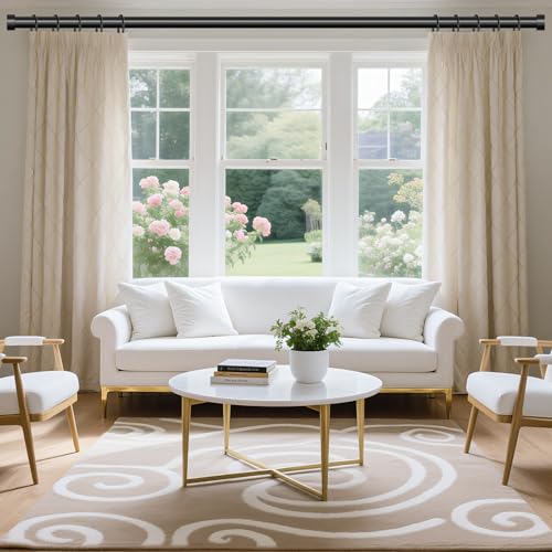 VOIIY 2-Pack Adjustable Heavy Duty Curtain Rods 36-88 Inch Black for Windows