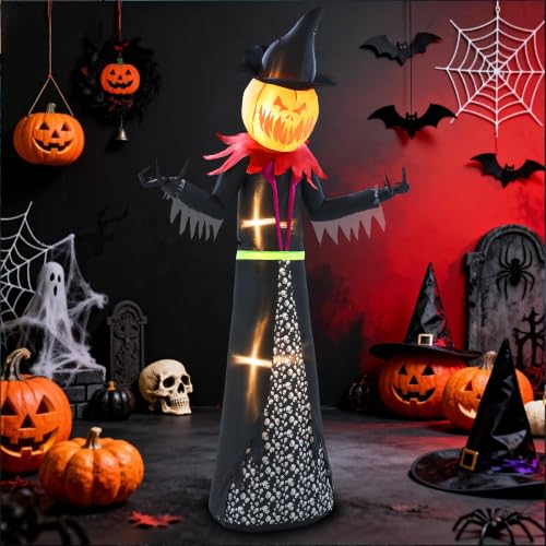 GIFTFIND 9FT Giant Pumpkin Witch Inflatable Halloween Yard Decor - 9ft Pumpkin Man Variation