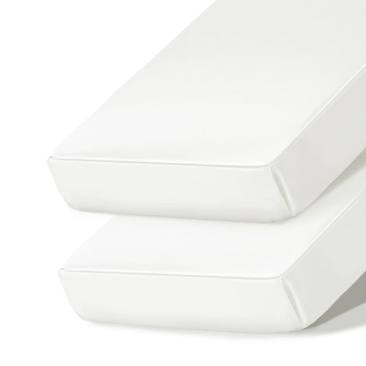 Ersmak 2 Pack Satin Crib Sheets for Baby, Silky Comfy Breathable Crib Sheets for Standard Crib and Toddler Mattresses (White, 28 x 52 x 9 in)