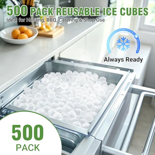 Reusable Ice Cubes for Drinks - 500 Pack Freezable Plastic Ice Cubes, Fast Cooling