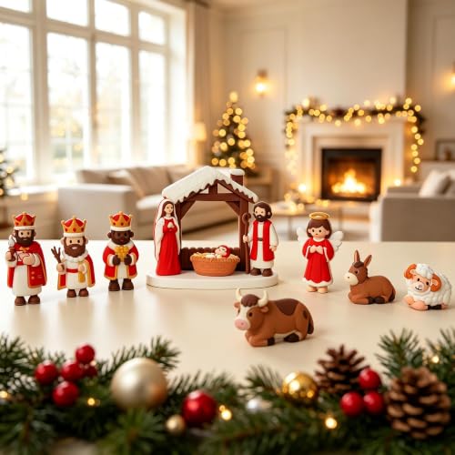 Nativity Scene Set 11 Mini Figurines Holy Family Christmas Display