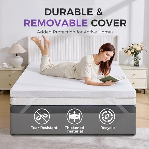 Twin Size 3 Inch Gel Memory Foam Mattress Topper with Removable Cover - Cooling Support