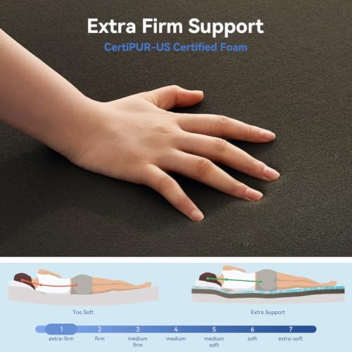 Extra Firm Twin Mattress Topper 3 Inch Gel Memory Foam & High-Density Foam by Erdoru