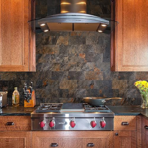 AULIGET 200 Pieces Rust Slate Peel and Stick Backsplash Wall Tiles,