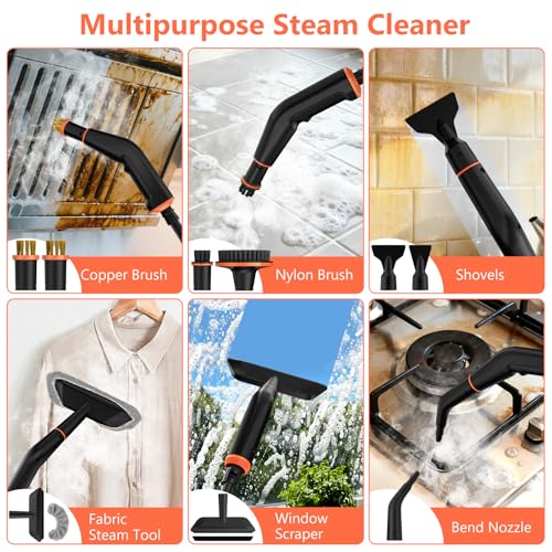 Portable Handheld Steam Cleaner with 16 Accessories - Light Orange