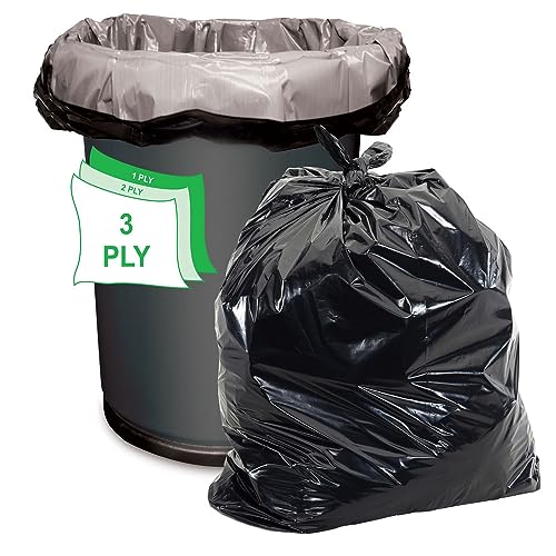 Aluf Plastics 55-60 Gallon Heavy Duty Black Trash Bags 1.5 Mil Pack of 100