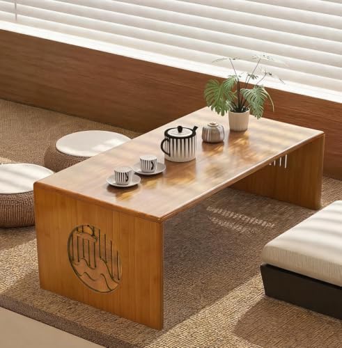 Folding Coffee Table - 80cm Small Japanese Floor Table for Living Room