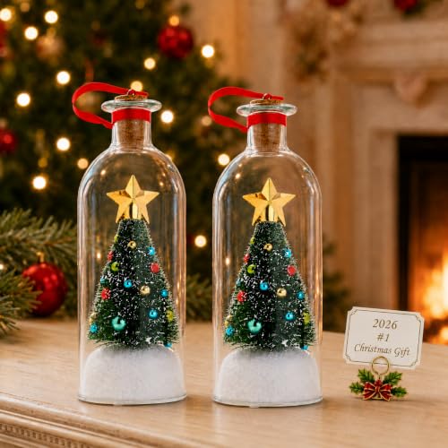 Recordable Christmas Message Bottle with Snowy Tree Ornament - Variation 2