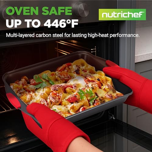 10-Piece Nonstick Bakeware Set - Carbon Steel Oven & Muffin Pans with Silicone Handles