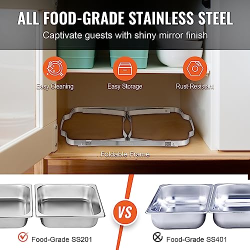 VEVOR 8 Qt Stainless Steel Chafing Dish Buffet Set 2 Pack with Pans & Lid