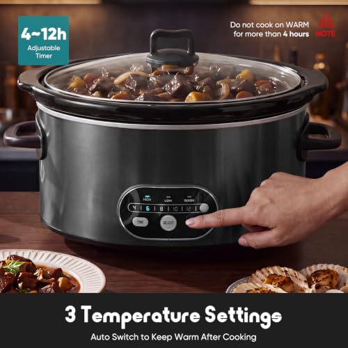 OLIXIS Ink 6 Quart Programmable Slow Cooker with 3 Temperature Settings