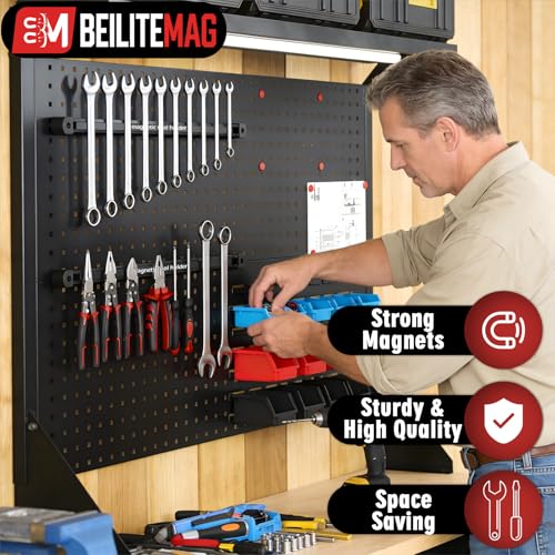 17 Inch Double Sided Magnetic Tool Holder Heavy Duty Wall Mount Bar with Strong Magnets - 2 Pack