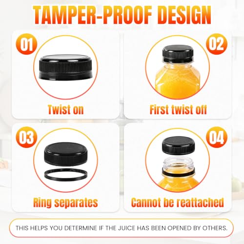 12 oz Reusable Plastic Juice Bottles Pack of 128 with Caps & Labels - Clear