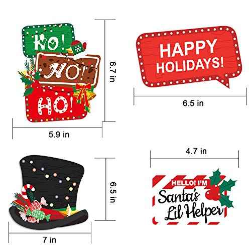 Christmas Photo Booth Props 36Pcs (Upgraded Version) - Party Supplies for July and Merry Celebrations, Red and Green Pose Sign Decorations for Kids and Adults