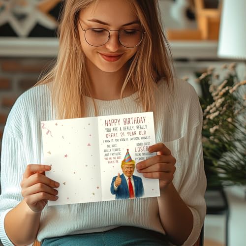 Funny Card for 21 Year Old, 21st Birthday Gifts for Her Him, Cards for Men Women, Birthday Decorations for Christmas, Mothers Day, Gifts for Girl, Daughter, Son, Niece, Nephew, Premium Quality