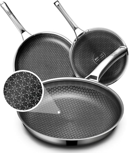 Stainless Steel Nonstick Frying Pan Set 8, 10, 12 Inch - Variation Stainless Steel / Ø8+10+12 w/o Lid