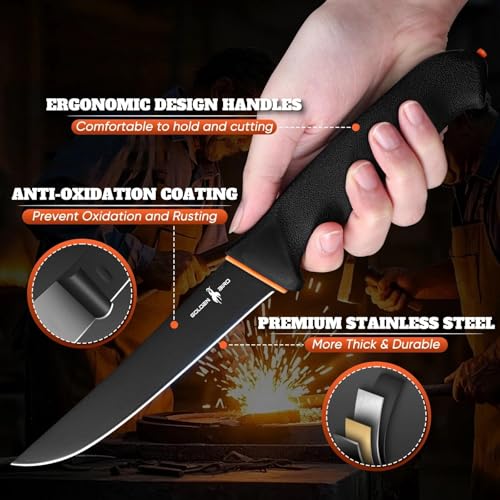 Golden Bird Butcher Knife Set - Non-slip Skinning with Roll Bag