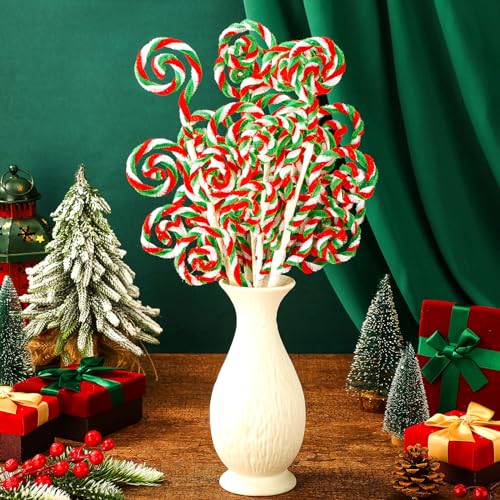 Gerrii 6-Pack Red Green White Candy Cane Christmas Tree Picks 16" Decorations