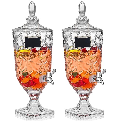 Glass Drink Dispenser Set 1.3 Gallon with Spigot - Clear, 2 Pack for Parties