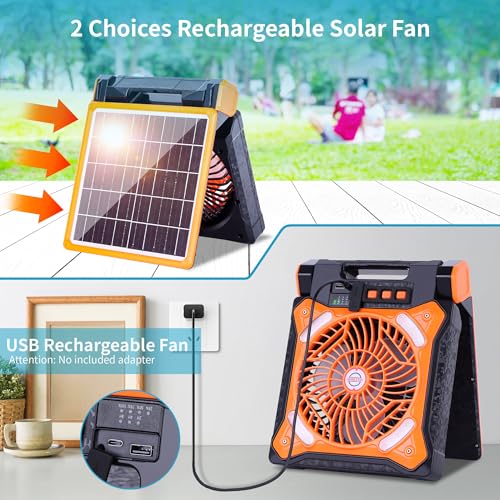 WESTTREE Solar Camping Fan with LED Lantern & Power Bank - Orange