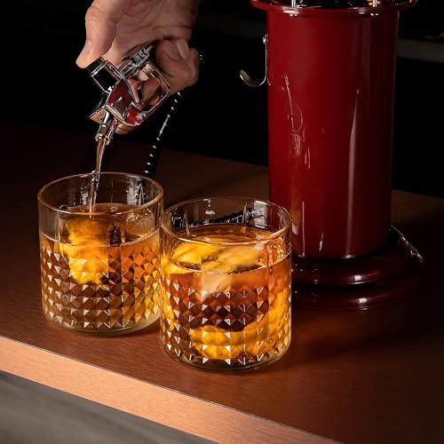 Viking Red Liquor Dispenser Pump for Home Bar - 30 Fl. oz Vintage Style Shot Dispenser