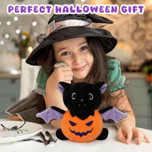 Cute Plush Bat Stuffed Animal Toys, Bat Plushies Pillow Figurine with Pumpkin Clothes, Home Decoration Gift for Boys & Girls, Christmas