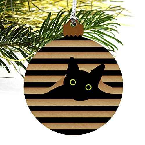 GRAPHICS & MORE Black Cat in Window Wood Christmas Tree Holiday Ornament