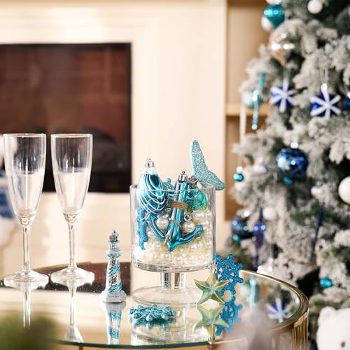 Valery Madelyn 20pcs Christmas Tree Ornaments Set Light Blue Holiday Decor