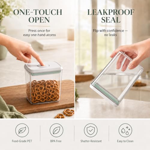 Homflai 6-Piece Airtight Food Storage Containers Set - Clear Stackable Pop Lids