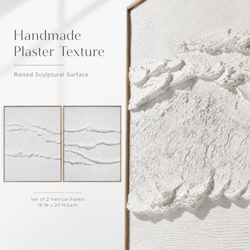 Artiluxy Neutral Abstract Wall Art Set of 2, Framed 3D Textured,