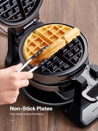Double Belgian Waffle Maker 1400W Rotating Flip Iron Nonstick Plates