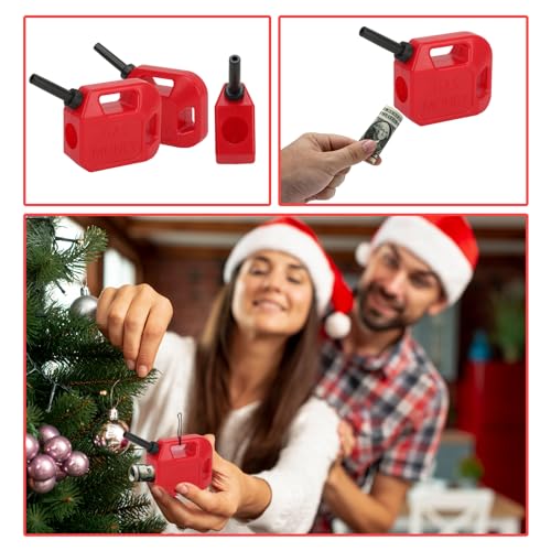 AELVOURS 1 Pack Christmas Gas Can Ornament Money Holder Red Resin Holiday Decorations