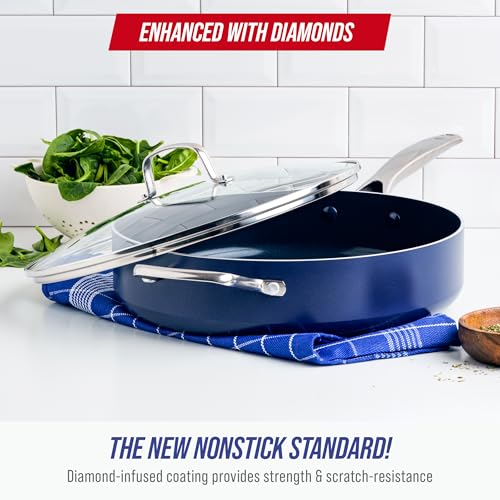 Blue Diamond 5QT PFAS-Free Ceramic Nonstick Sauté Pan with Lid - Blue, Variation of Blue / 5QT Saute Pan with Lid