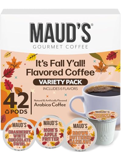 Maud's Fall Flavored Coffee Pods Variety Pack - 42 Count, 6 Assorted Flavors - Fall Edition