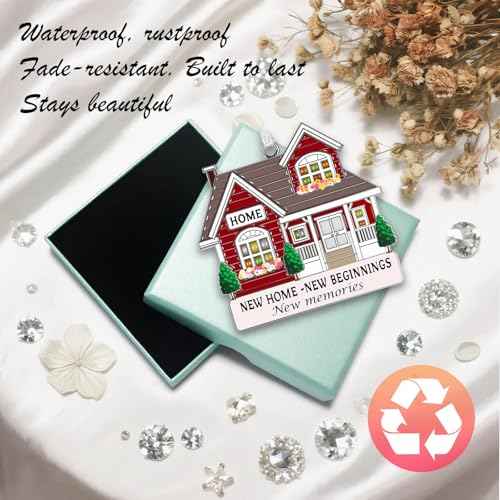 Zerobe 2025 Metal Red Housewarming Ornament - Unique New Homeowner Gift, First Home Keepsake, Christmas Tree Decoration, Moving in Present for Warm House Party
