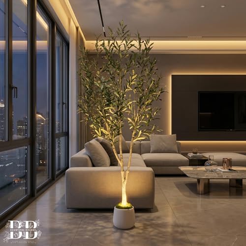 6ft Artificial Olive Tree with LED Light & White Pot - Wired USB Version