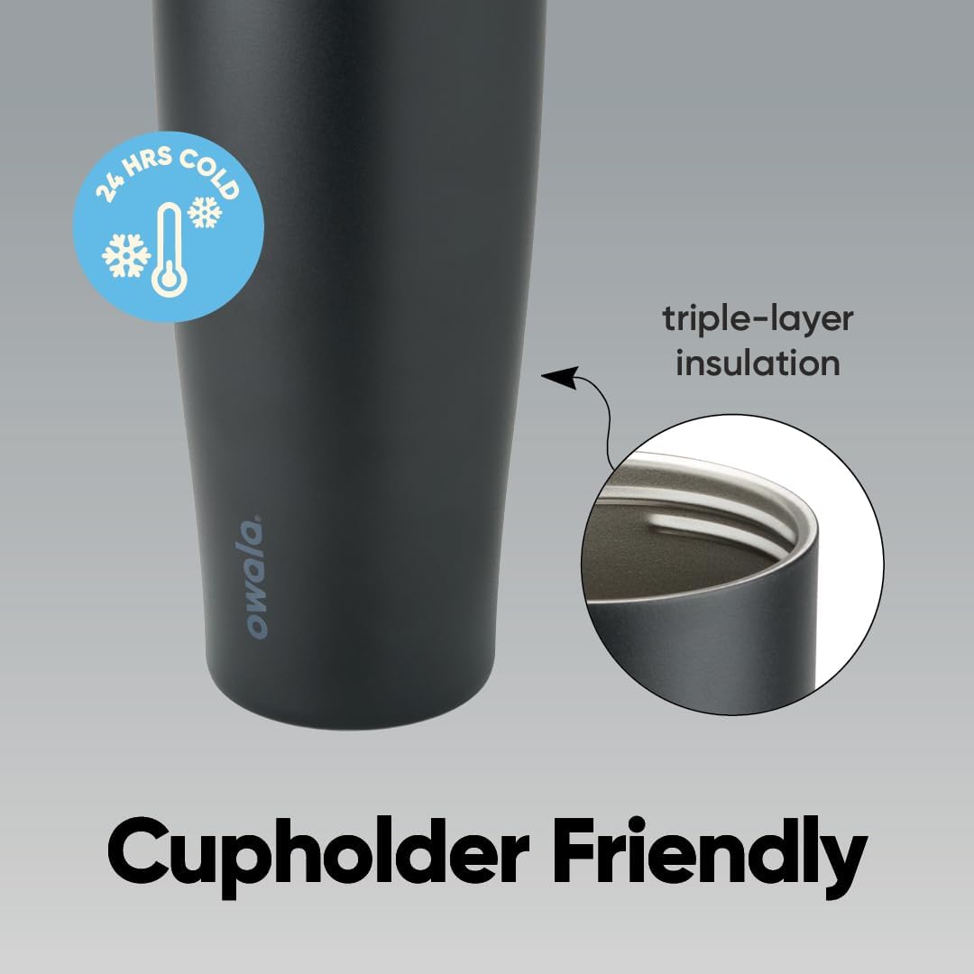 Owala FreeSip Tumbler - Insulated Stainless Steel Water Bottle with Built-In Straw & Handle | 40oz, BPA Free, Leak Proof, Dark Color
