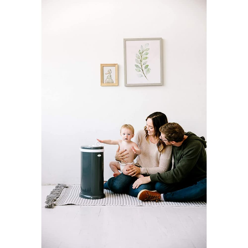 Ubbi Steel Diaper Pail - Odor Locking Design | No Special Bag Required | Award-Winning Slate Color