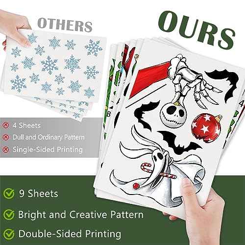 Mfault 121 PCS Merry Christmas Nigh.tmare BEF.ore Christmas Window Clings 9 Sheets, Jack Sally Xmas Tree Skull Stickers Decal Decoration, 2026 New Year Home Kitchen Winter Holiday Decor