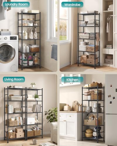SONGMICS 5-Tier Steel Storage Rack - 15.7 W x 11.8 D x 56.7 H Inch Black Shelving Unit