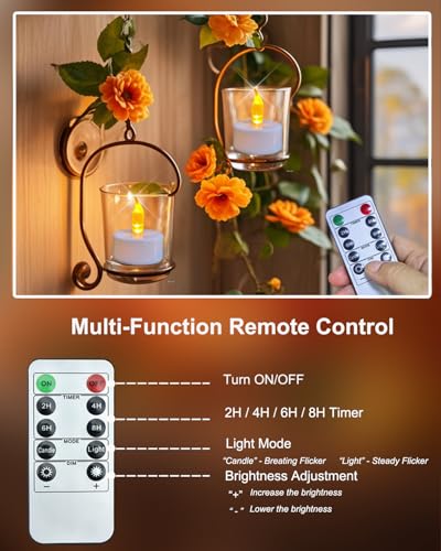 Rechargeable LED Tea Lights with Remote Timer (12-Pack, Warm Yellow) – USB-C, Flameless Candles