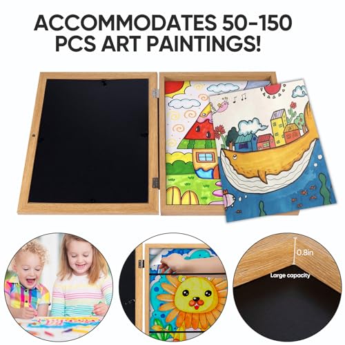 Wood Kids Artwork Frame 3-Pack - Changeable Front Opening Holds 150 Artworks 10x12.5 Inches