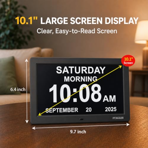 11.5-Inch Digital Dementia Clock with Large Display - Black Variation