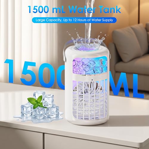 White Portable Evaporative Air Cooler 4-in-1 with Remote & 1500ML Tank