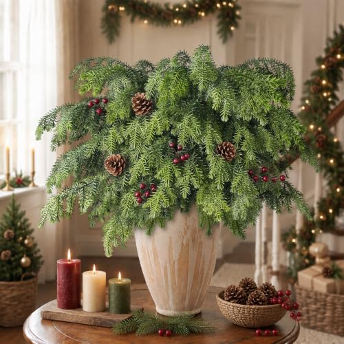 12 Pcs 36-Inch Lifelike Artificial Norfolk Pine Branches for Vase Decor - GLIDLION